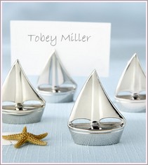 Silver Sail Boat Place Card Holders